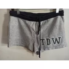 Short Algodon Joggings De Verano Gris Con Cintura Puño Negro