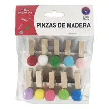 Pinza Perro De Ropa Madera Pompones Manualidades 3,5 Cm