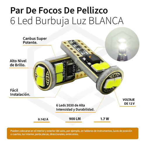 Kit 10 Focos Pellizco 6 Led Burbuja Canbus Super Potente 12v Foto 3