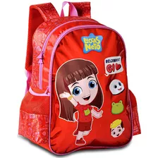 Mochila Escolar Costas Infantil Gi Luccas Neto Aventureiros Cor Vermelho Desenho Do Tecido Holográfico