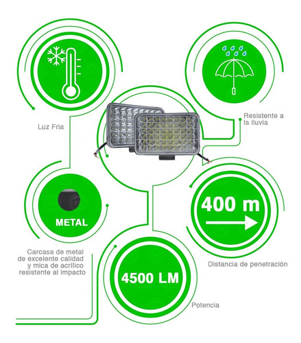 Par Faros Unidad 4x6 48 Led 4656 Rectangular Alta Baja H4 F1 Foto 3