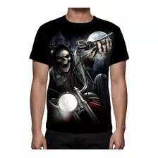 Camiseta Caveira Motoqueiro Fantasma - Mod 04 - Frente