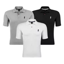 Kit 3 Camisa Gola Polo Marine Camiseta Cavalo Marinho