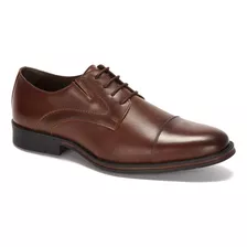 Zapato Oxford Ferrato Con Agujetas Y Textura Hombre Cafe