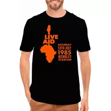 Camiseta Festival Live Aid - Camisa Preta 100% Algodão