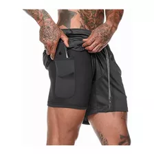 Short Gimnasio Licra Bolsillo Poliester Hombre