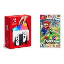 Nintendoswitch Oled Blanco 64gb Y Juego Mariopartysuperstar 