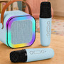 Karaokê Caixa Som 2 Microfone Bluetooth Infantil Entrada Usb Karaokê Azul