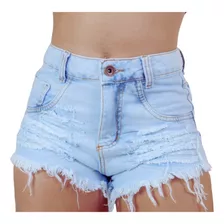Shorts Jeans Feminino Cintura Alta Desfiado Hot Pants St011