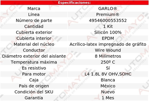 Cables Bujias Firenza L4 1.8l 8v Sohc,ohv 82 Garlo Premium Foto 2