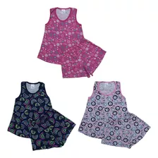 3 Pijama Infantil Regata Feminino Baby Doll Menina 1 - 2 - 3