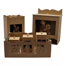 Kit Bebê Safari 3d (6 Peças) Laser Madeira Mdf Cru