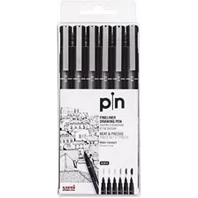 Marcador Uni Pin Tinta Pigmentada Fine Line Set X 6 0.03-0.8