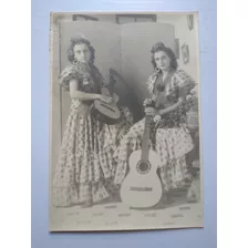 Antigua Fotografía Mujeres Con Guitarra C.1930 Retrato