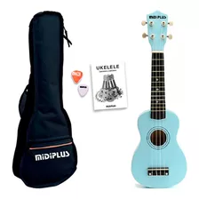 Ukelele Soprano Midiplus De Madera Con Funda Color Celeste