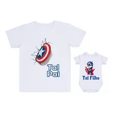 Kit Tal Pai Tal Filho Camiseta + Body Capitão America