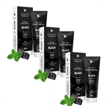 Kit 3x Pasta Creme Dental Black Carvão Ativado 120g Puravida