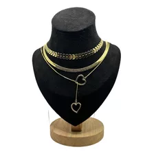 Choker Fita +escama De Peixe+colar Gravatinha Banhado A Ouro