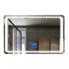 Espejo Baño Luz Led Bluetooth Antiempañante Hora 100x70