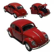 Carrinho De Ferro Fusca Clássico Miniatura Coleção Fricção Cor Vermelho