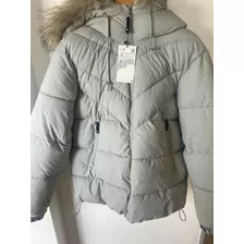 Zara Campera Inflada Nueva Talle S Amplia (m) Gris Clara