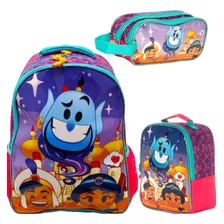 Combo Mochila Escolar Aladdin Emoji