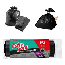 Saco Para Lixo Resistente 15l Preto 40un. Bt330 Esfrebom