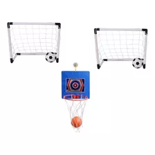 Kit Mini Traves Inf. 2 Mini Gol E Mini Bola 1 Cesta Basquete