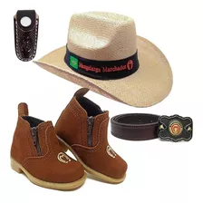 Kit Infantil Botina Country + Cinto + Chapeu + Bainha