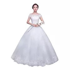 Vestido De Noiva Renda Bordado Com Veu, Saiote E Luva 9005