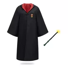 Capa De Harry Potter Disfraz Cosplay Bordada + Varita Mágica