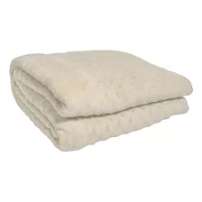 Mantinha De Berço Fleece Relevo Bolinha Manta Para Bebê Cor Marfim