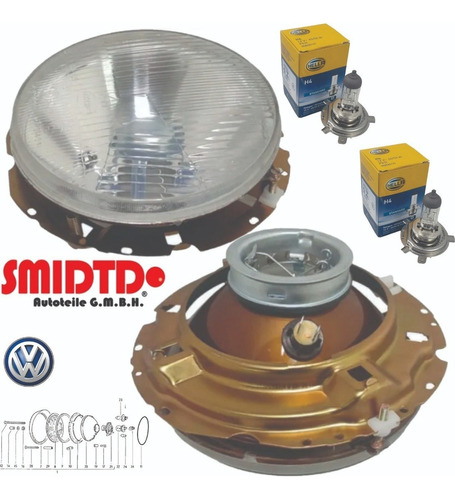 Faros Con Focos Hella Y Base Vw Sedan 1.6l 74-92 Vocho Foto 5