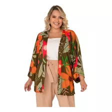 Kimono Plus Size Feminino Chic Estampado