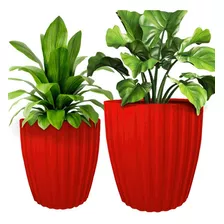 Kit 2 Vasos Polietileno Planta Decoração Jardim Flor Cd70 Cor Vermelho