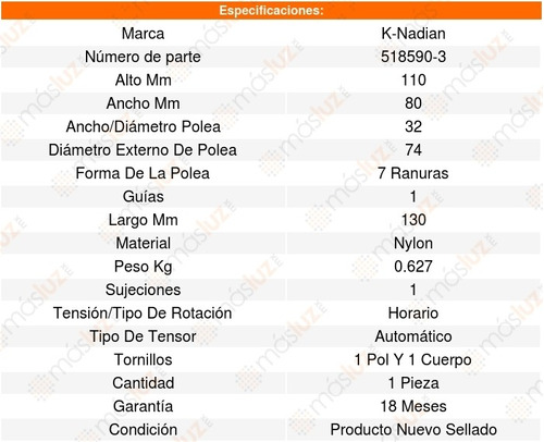 Tensor Accesorios Ramcharger V8 5.9l 99_01 K-nadian 8578824 Foto 3