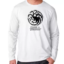 Camiseta Manga Longa Blusa Frio Game Of Thrones Dragão Serie