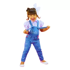 Macacão Jardineira Jeans Infantil Menina Blogueirinha Barbie