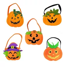 Bolsa Feltro Halloween Abóbora P/ Doces E Decorativo 1 Und