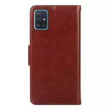 Funda Case Para Samsung A51 Flip Cover Marrón Antishock