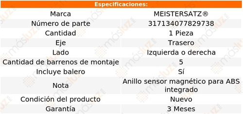 (1) Maza Rueda Tras Izq/der Crossfox L4 1.6l 07/12 Metz Foto 4