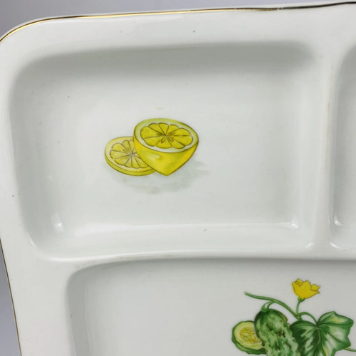 Travessa Petisqueira Vintage Steatita Com Divisórias 28cm Branco 4