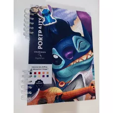 Libro Disney Para Colorear Portraits Stitch Arteterapia