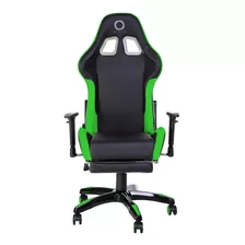 Silla De Escritorio Nibio Destroyer Gamer Ergonómica Negra Y Verde Con Tapizado De Cuero Sintético