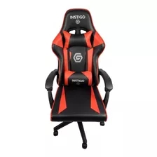 Silla De Escritorio Instigo Ig642 Gamer Ergonómica Negra Y Roja Con Tapizado De Cuero Sintético Y Poliuretano