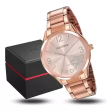 Relógio Mondaine Feminino Corações Rosê Delicado Original