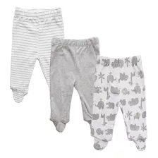 Spasilk Baby Boys' Cotton Pull On Footed Pants, Pack Of 3, G