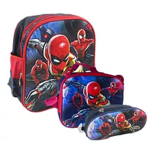 Kit X3 Morral Maleta Spiderman + Lonchera +cartuchera Escola