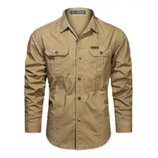 Camisa Casual De Cuello Solapa De Mezclilla Para Hombre