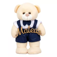 Urso Shorts Suspensório Nome Personalizado Fixo Em Pé 20 Cm